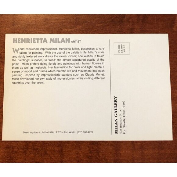 4"x6" Postcard Print GIRLS IN GARDEN Henrietta Milan Texas Impressionist Painter - Picture 2 of 2